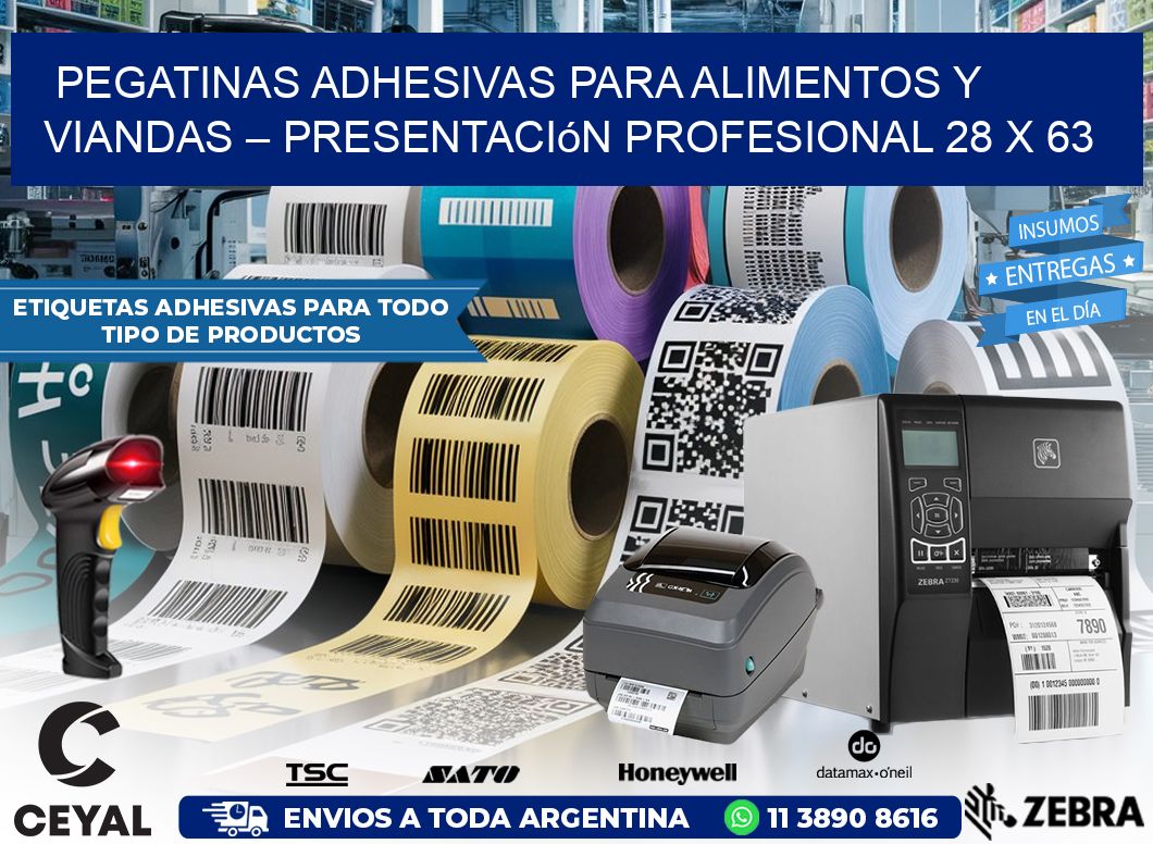 Pegatinas Adhesivas para Alimentos y Viandas – Presentación Profesional 28 x 63