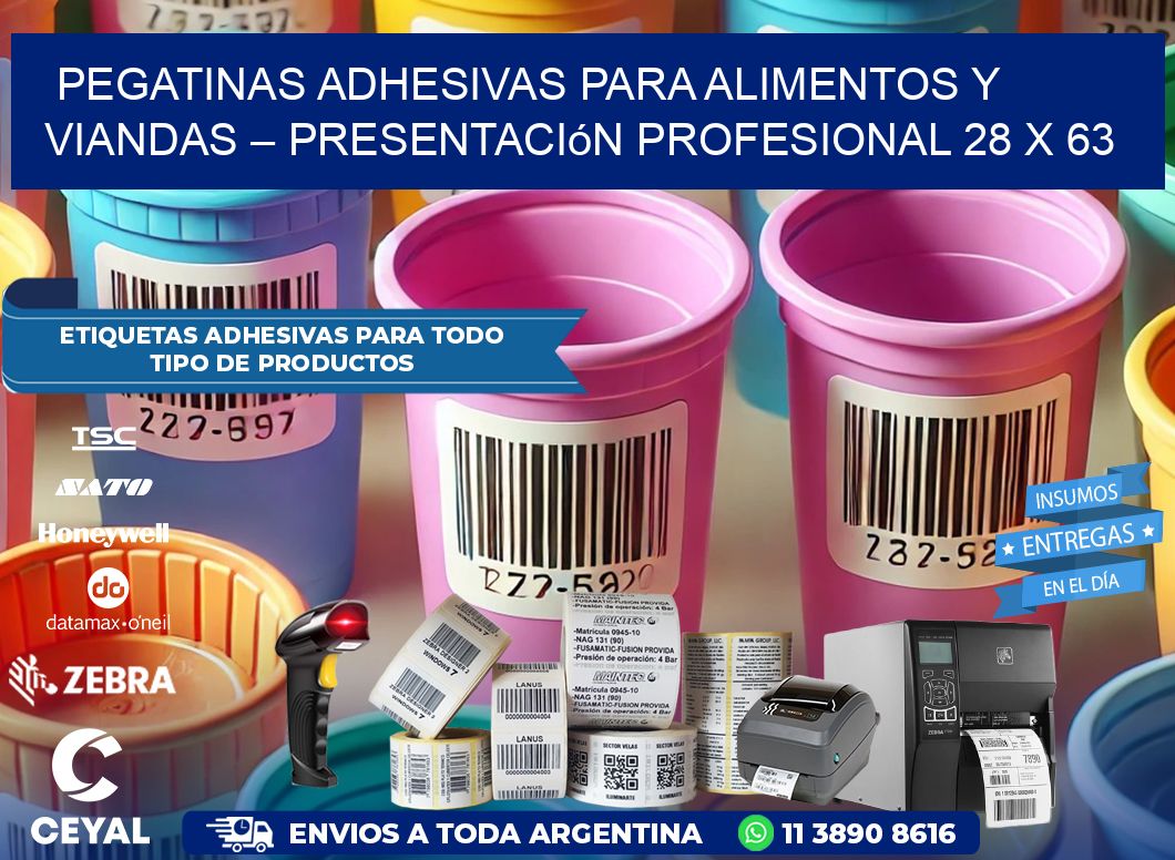Pegatinas Adhesivas para Alimentos y Viandas – Presentación Profesional 28 x 63