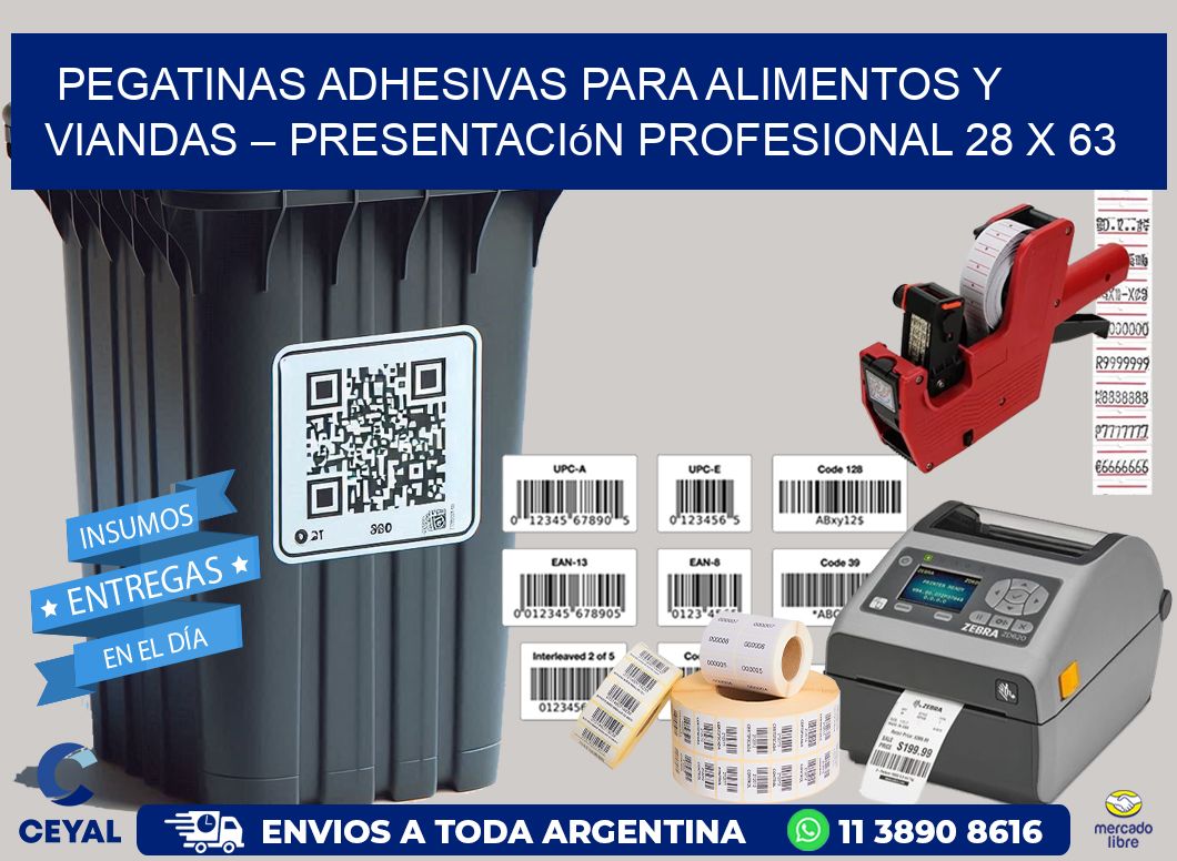 Pegatinas Adhesivas para Alimentos y Viandas – Presentación Profesional 28 x 63
