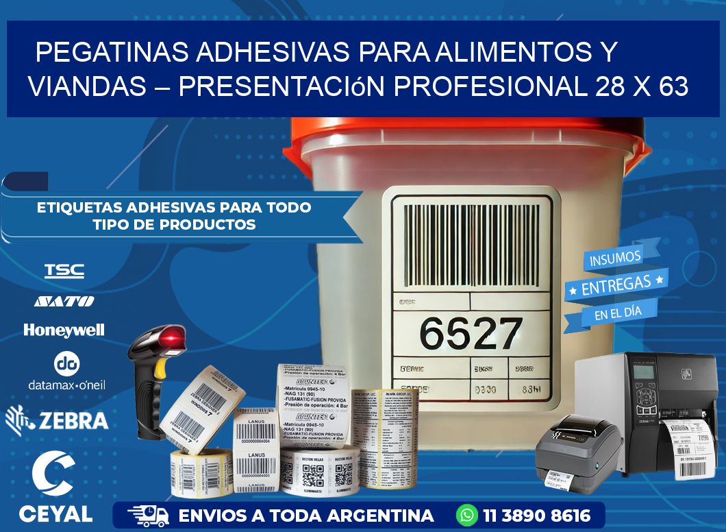 Pegatinas Adhesivas para Alimentos y Viandas – Presentación Profesional 28 x 63