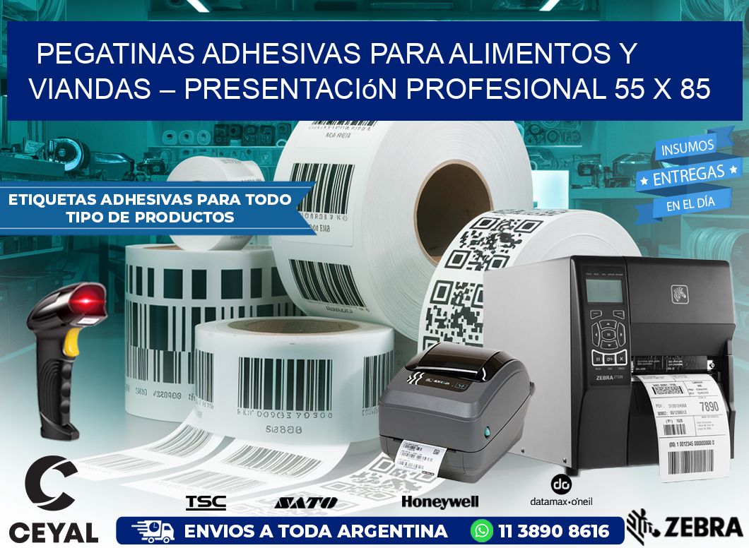 Pegatinas Adhesivas para Alimentos y Viandas – Presentación Profesional 55 x 85