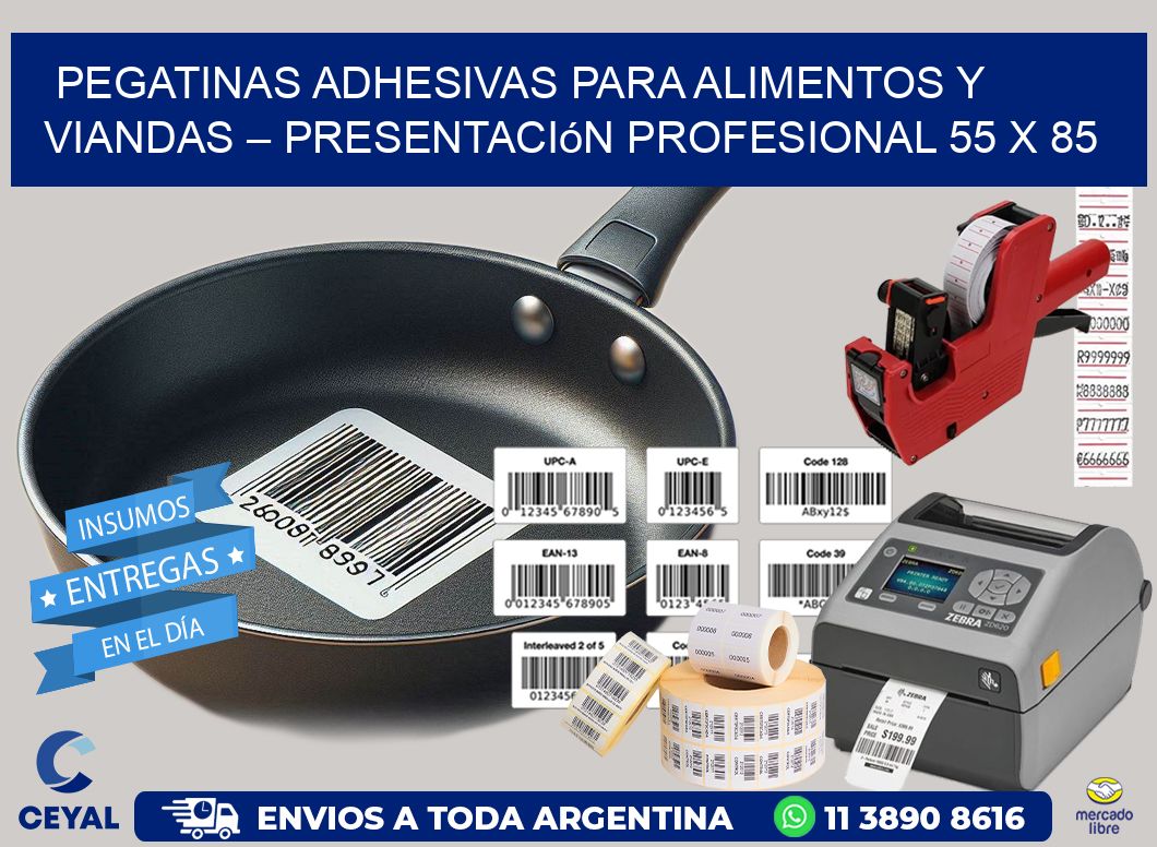 Pegatinas Adhesivas para Alimentos y Viandas – Presentación Profesional 55 x 85