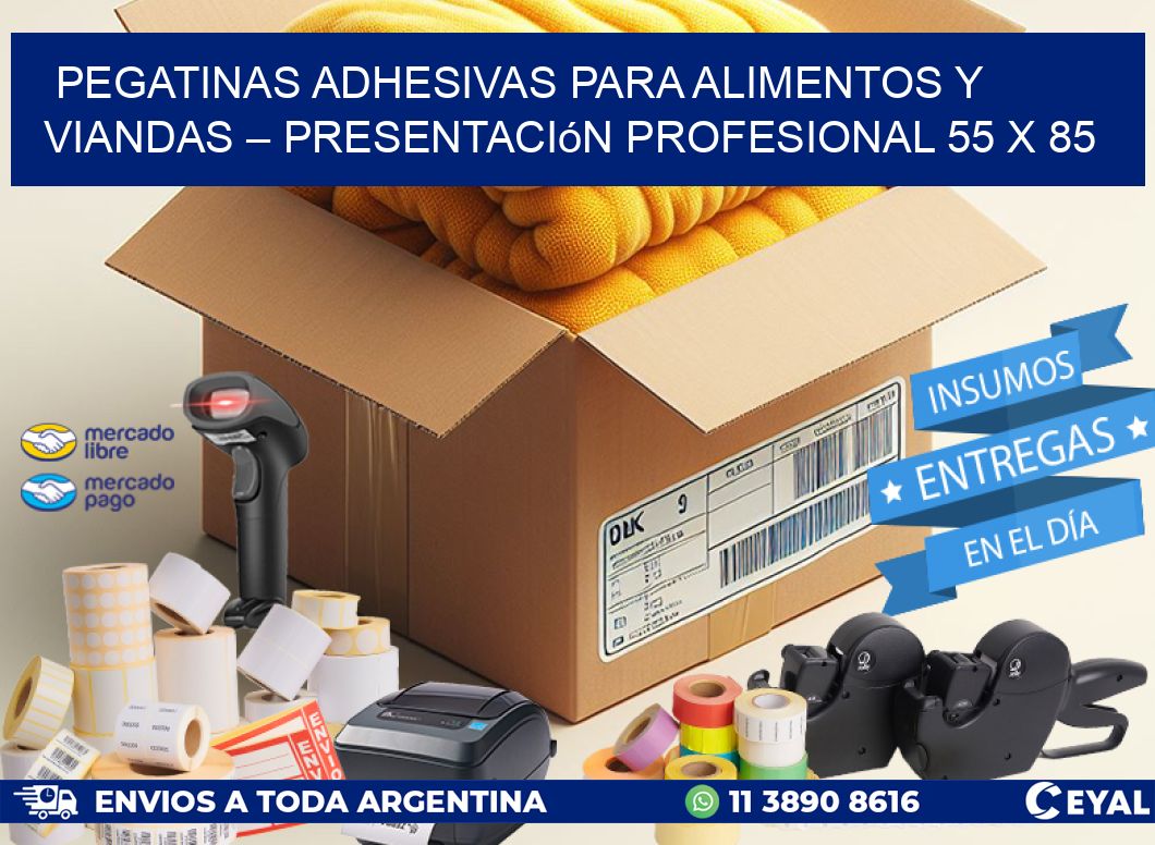 Pegatinas Adhesivas para Alimentos y Viandas – Presentación Profesional 55 x 85