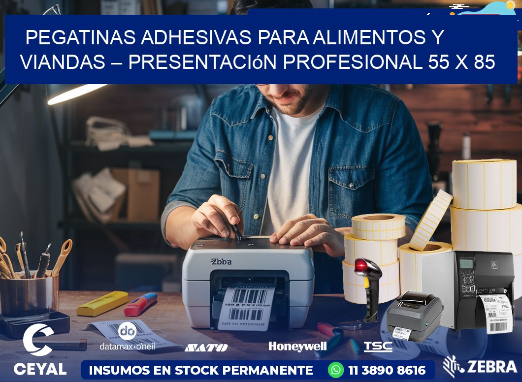 Pegatinas Adhesivas para Alimentos y Viandas – Presentación Profesional 55 x 85