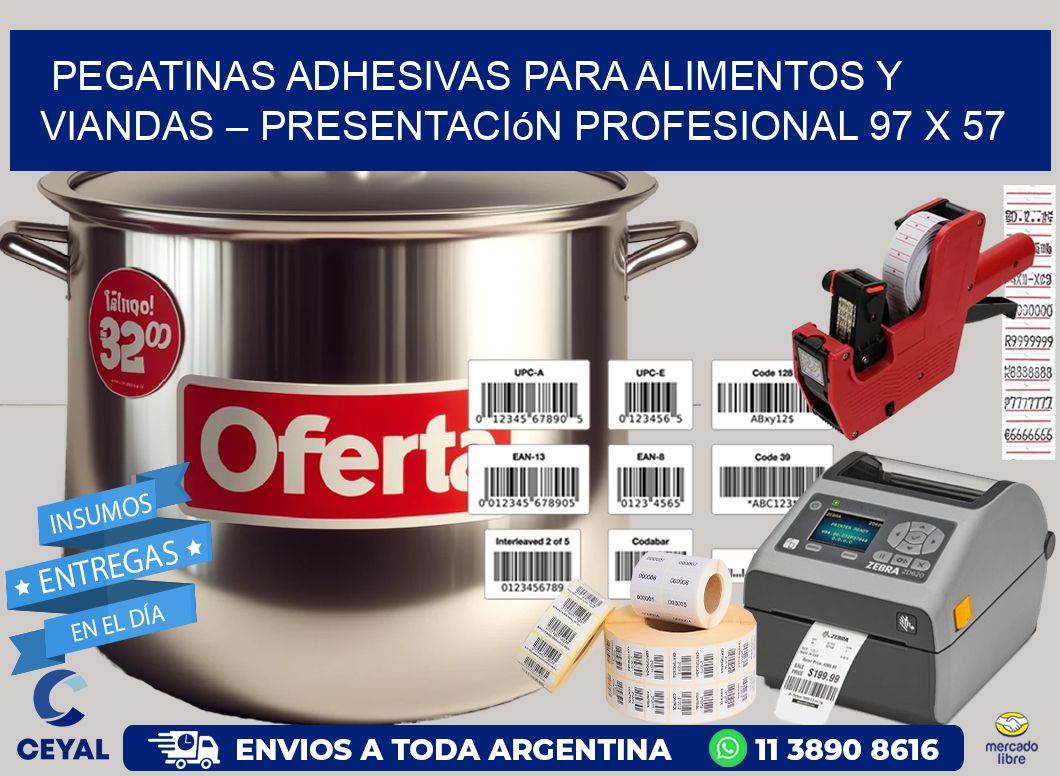 Pegatinas Adhesivas para Alimentos y Viandas – Presentación Profesional 97 x 57