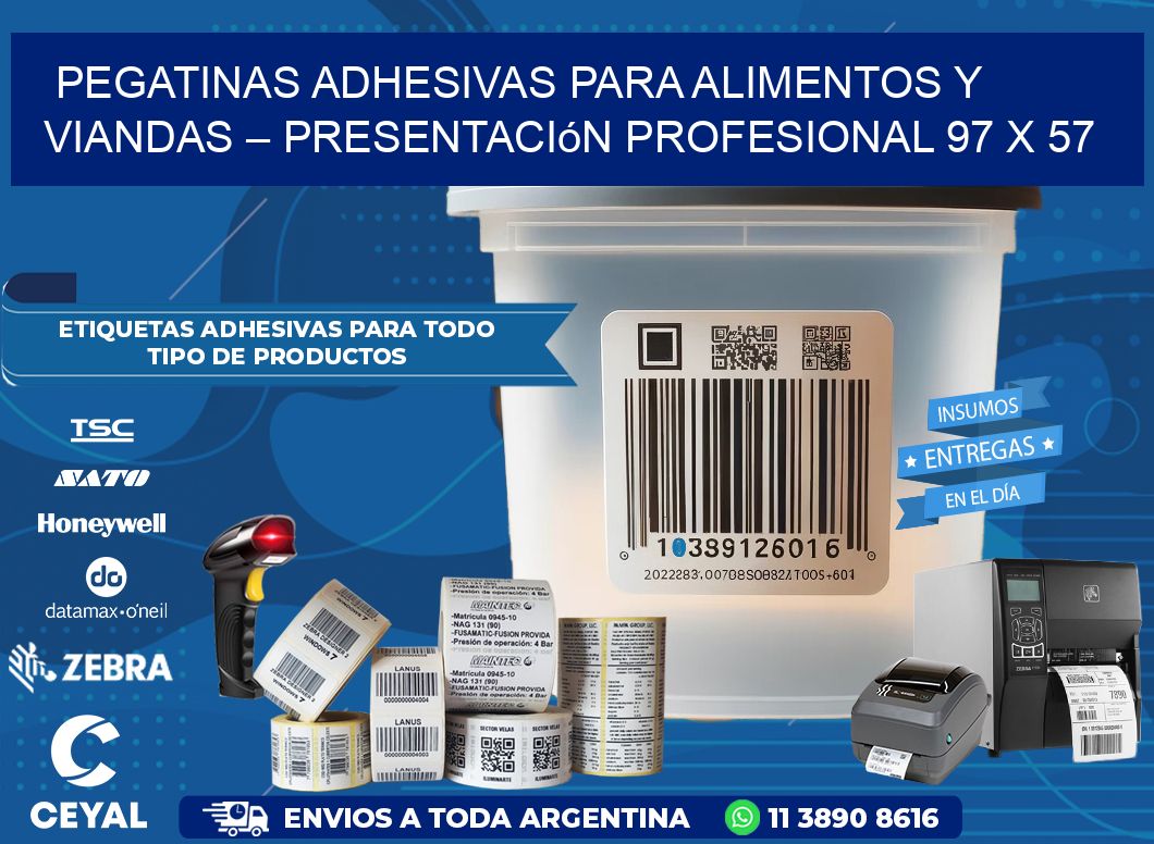 Pegatinas Adhesivas para Alimentos y Viandas – Presentación Profesional 97 x 57