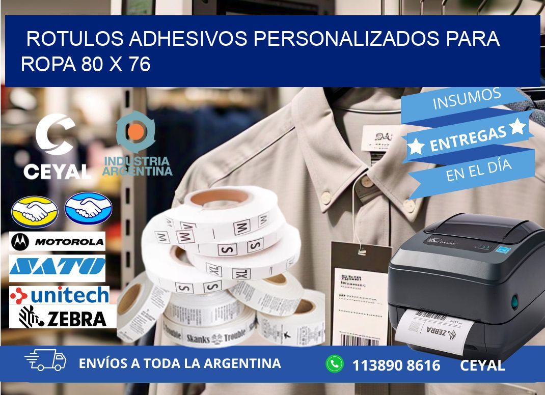 ROTULOS ADHESIVOS PERSONALIZADOS PARA ROPA 80 x 76