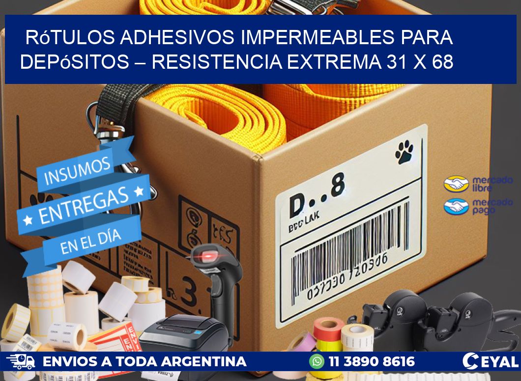 Rótulos Adhesivos Impermeables para Depósitos – Resistencia Extrema 31 x 68