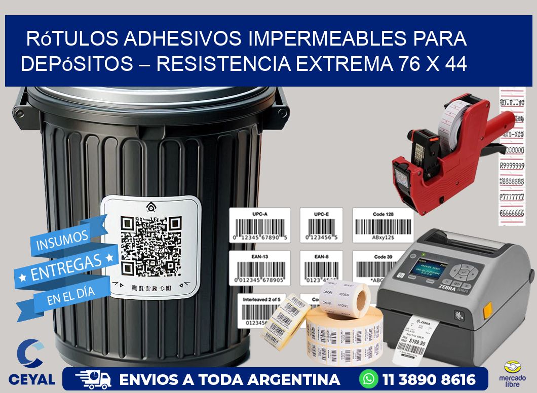 Rótulos Adhesivos Impermeables para Depósitos – Resistencia Extrema 76 x 44