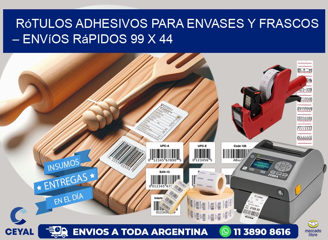 Rótulos Adhesivos para Envases y Frascos – Envíos Rápidos 99 x 44
