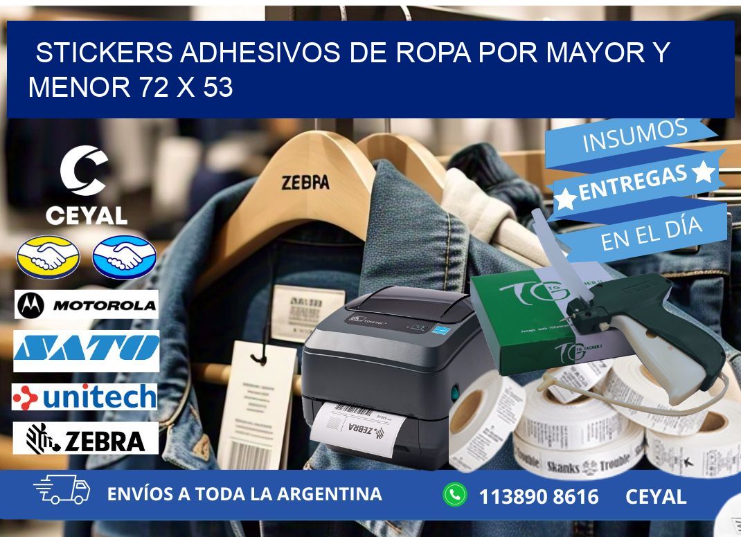 STICKERS ADHESIVOS DE ROPA POR MAYOR Y MENOR 72 x 53