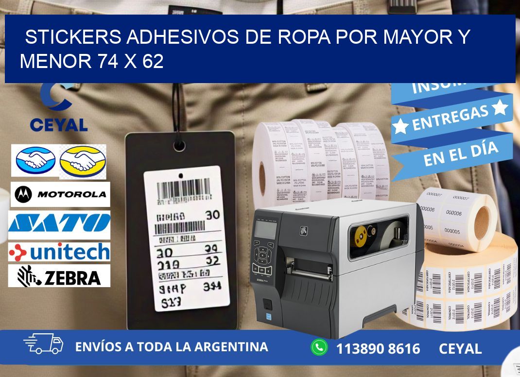 STICKERS ADHESIVOS DE ROPA POR MAYOR Y MENOR 74 x 62