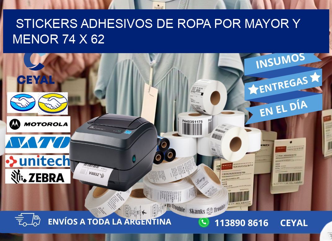 STICKERS ADHESIVOS DE ROPA POR MAYOR Y MENOR 74 x 62