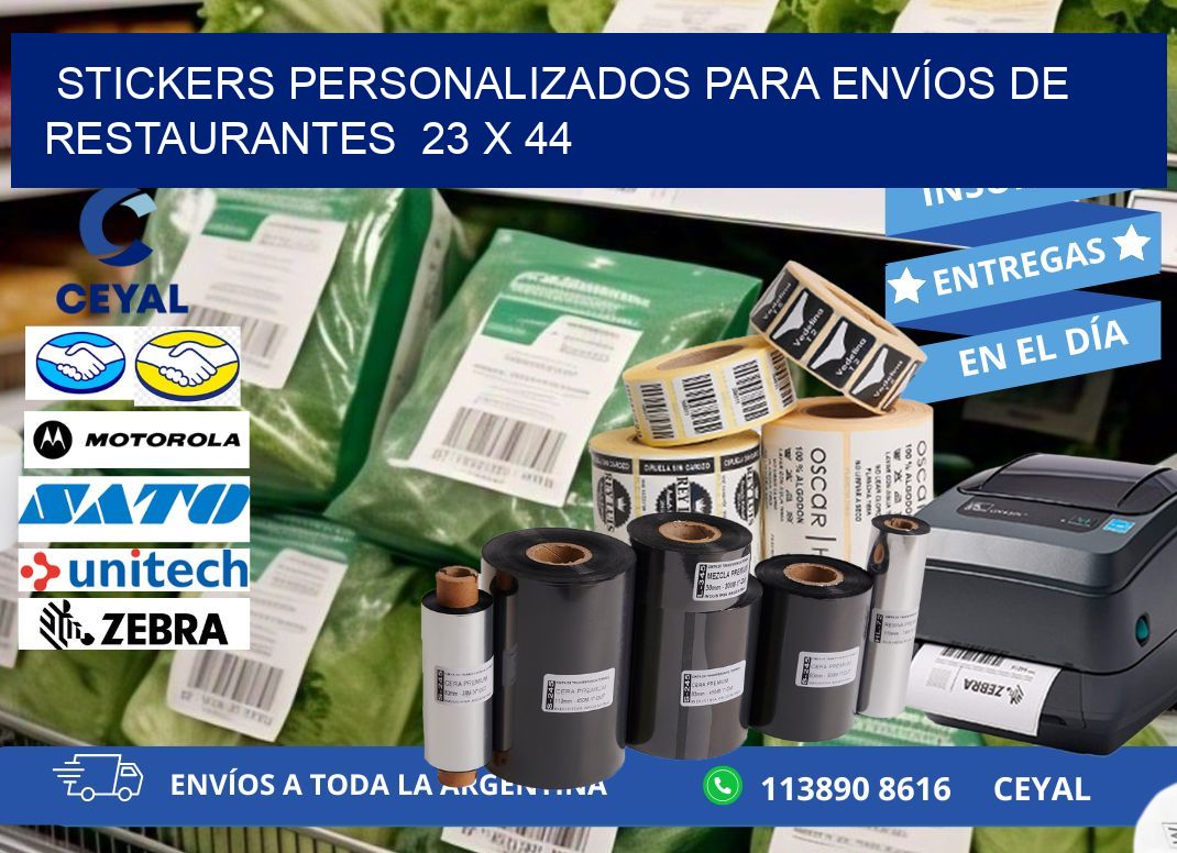 STICKERS PERSONALIZADOS PARA ENVÍOS DE RESTAURANTES  23 x 44