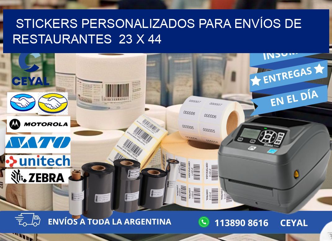STICKERS PERSONALIZADOS PARA ENVÍOS DE RESTAURANTES  23 x 44