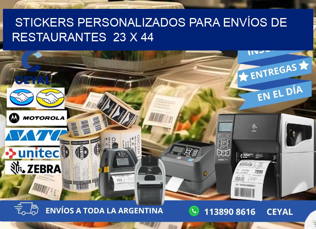 STICKERS PERSONALIZADOS PARA ENVÍOS DE RESTAURANTES  23 x 44