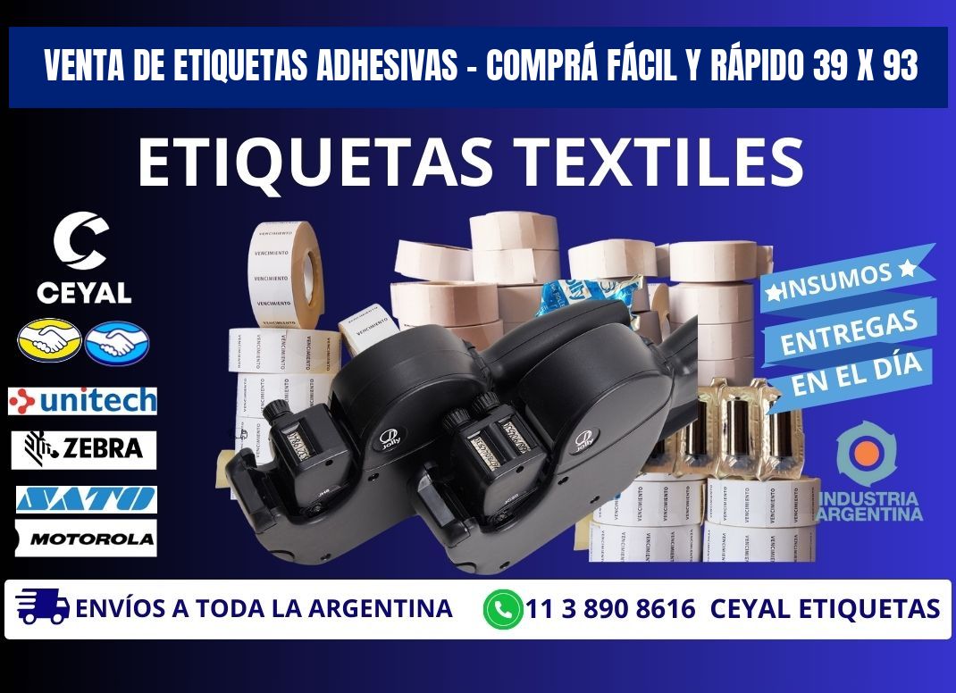 VENTA DE ETIQUETAS ADHESIVAS – COMPRÁ FÁCIL Y RÁPIDO 39 x 93