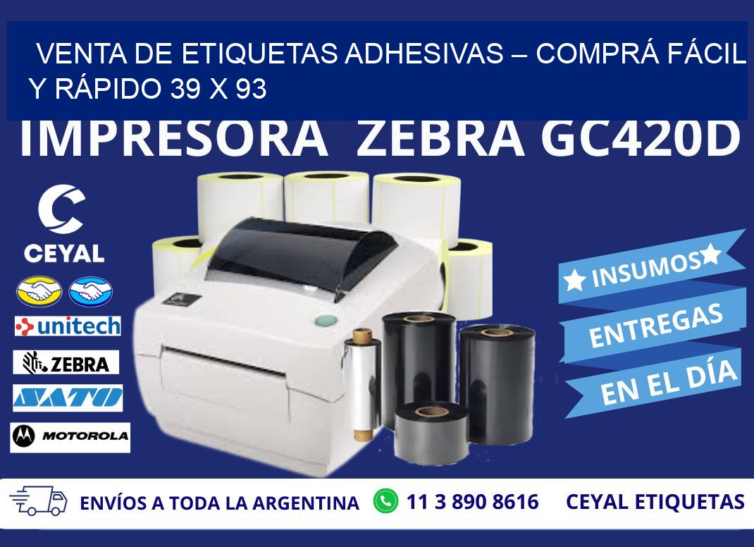 VENTA DE ETIQUETAS ADHESIVAS – COMPRÁ FÁCIL Y RÁPIDO 39 x 93