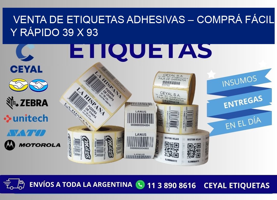 VENTA DE ETIQUETAS ADHESIVAS – COMPRÁ FÁCIL Y RÁPIDO 39 x 93