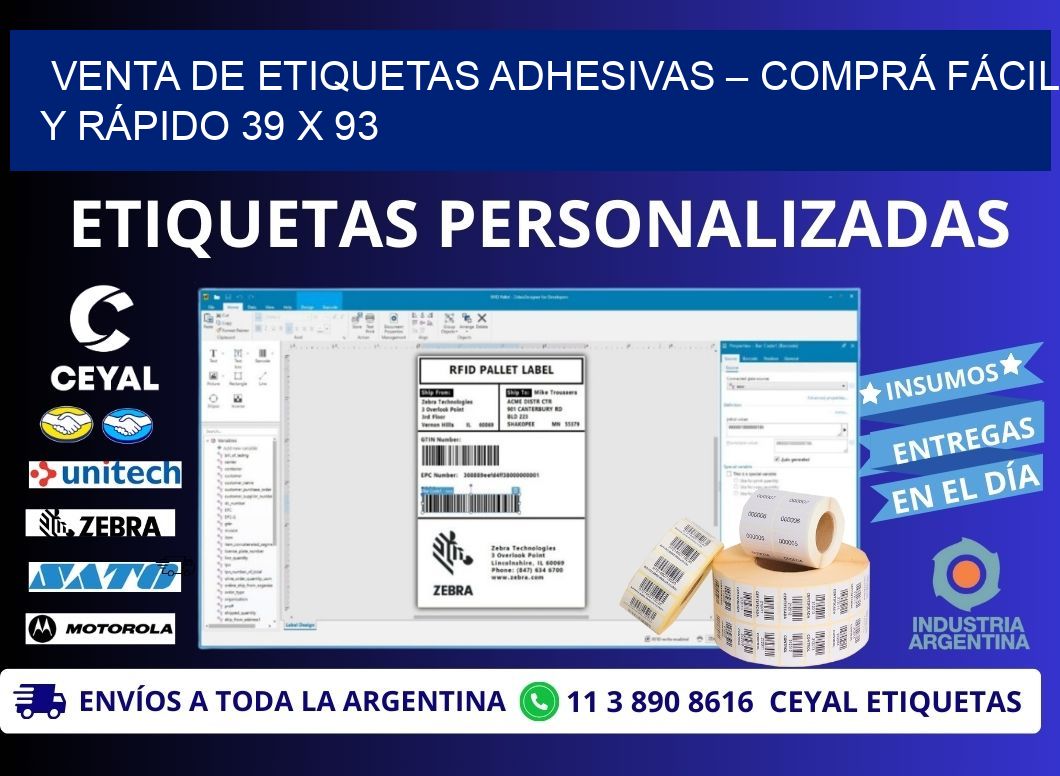 VENTA DE ETIQUETAS ADHESIVAS – COMPRÁ FÁCIL Y RÁPIDO 39 x 93