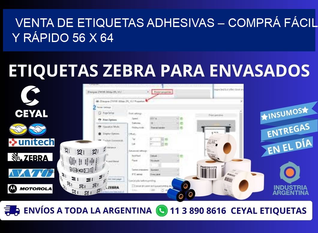 VENTA DE ETIQUETAS ADHESIVAS – COMPRÁ FÁCIL Y RÁPIDO 56 x 64