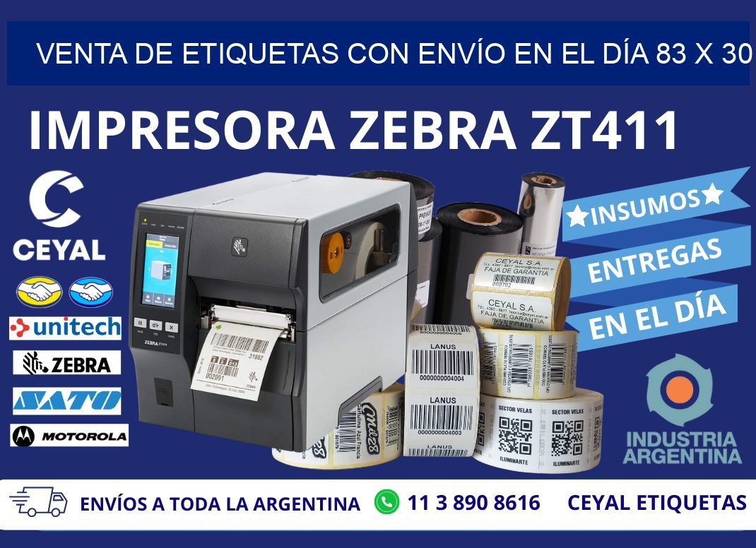 VENTA DE ETIQUETAS CON ENVÍO EN EL DÍA 83 x 30