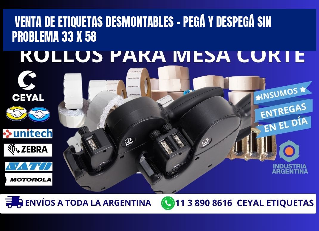 VENTA DE ETIQUETAS DESMONTABLES – PEGÁ Y DESPEGÁ SIN PROBLEMA 33 x 58