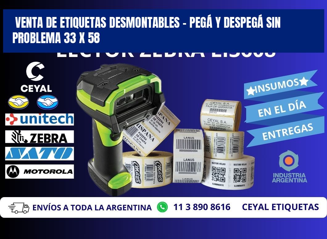 VENTA DE ETIQUETAS DESMONTABLES – PEGÁ Y DESPEGÁ SIN PROBLEMA 33 x 58
