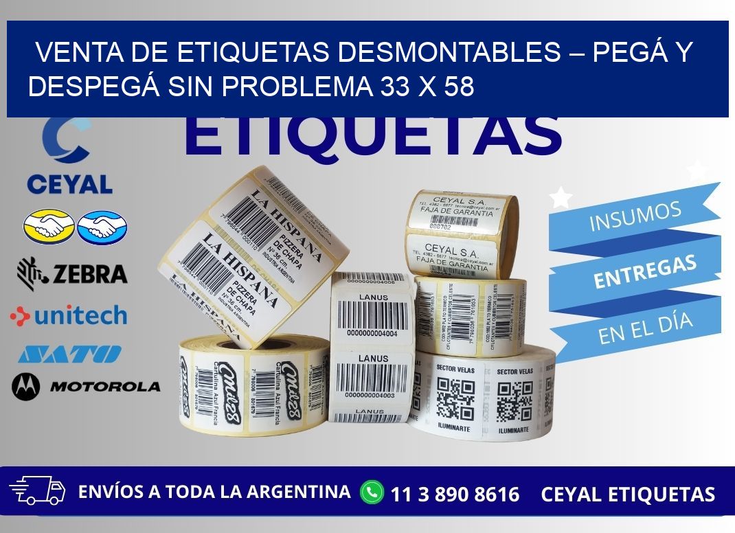VENTA DE ETIQUETAS DESMONTABLES – PEGÁ Y DESPEGÁ SIN PROBLEMA 33 x 58