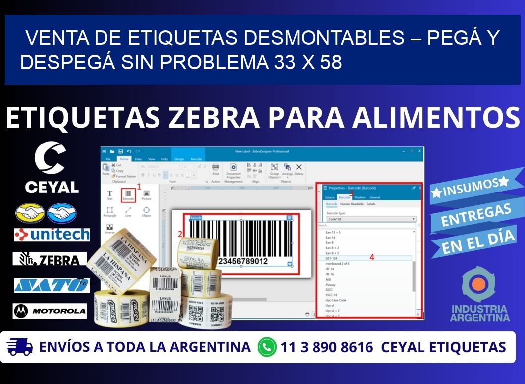VENTA DE ETIQUETAS DESMONTABLES – PEGÁ Y DESPEGÁ SIN PROBLEMA 33 x 58