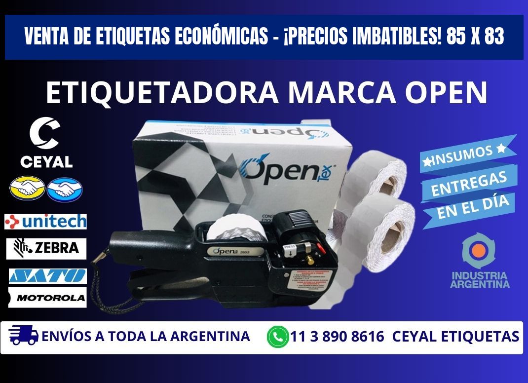 VENTA DE ETIQUETAS ECONÓMICAS – ¡PRECIOS IMBATIBLES! 85 x 83