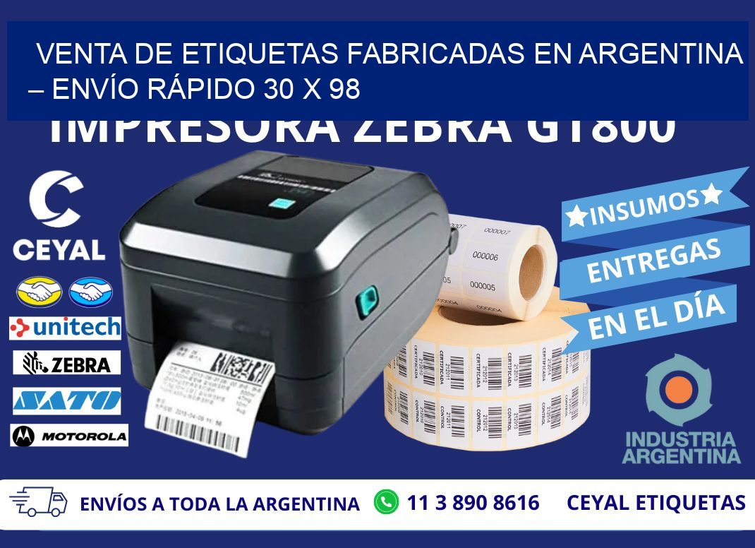 VENTA DE ETIQUETAS FABRICADAS EN ARGENTINA – ENVÍO RÁPIDO 30 x 98