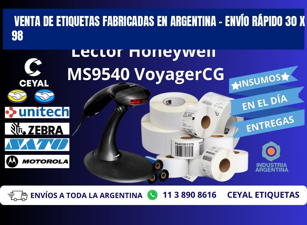 VENTA DE ETIQUETAS FABRICADAS EN ARGENTINA – ENVÍO RÁPIDO 30 x 98