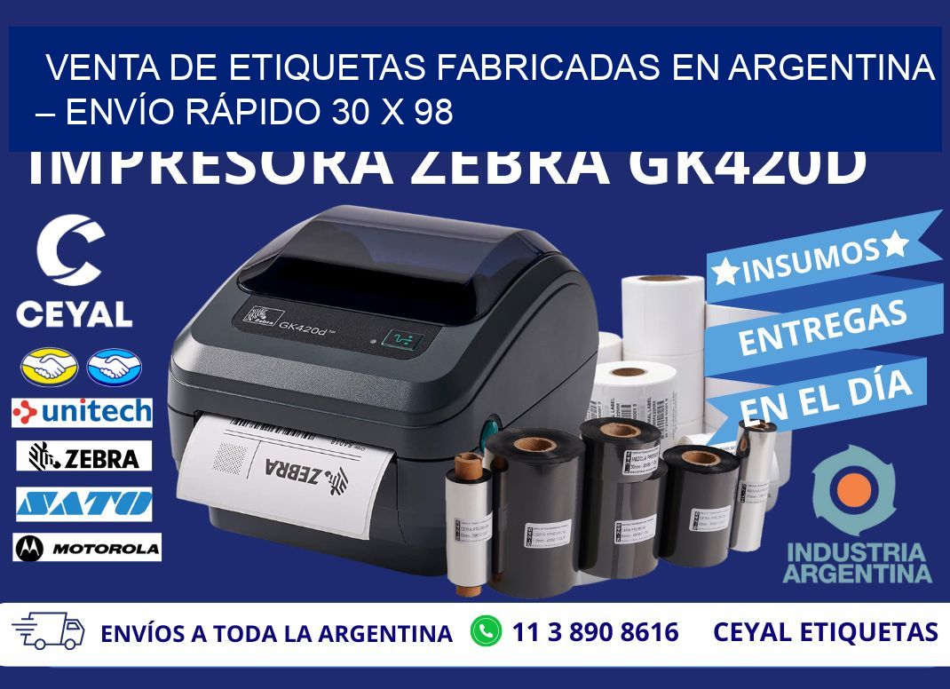 VENTA DE ETIQUETAS FABRICADAS EN ARGENTINA – ENVÍO RÁPIDO 30 x 98