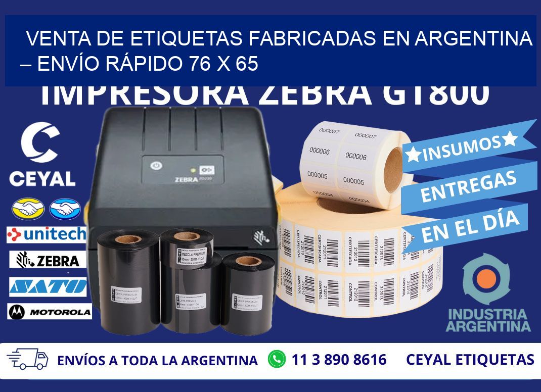 VENTA DE ETIQUETAS FABRICADAS EN ARGENTINA – ENVÍO RÁPIDO 76 x 65