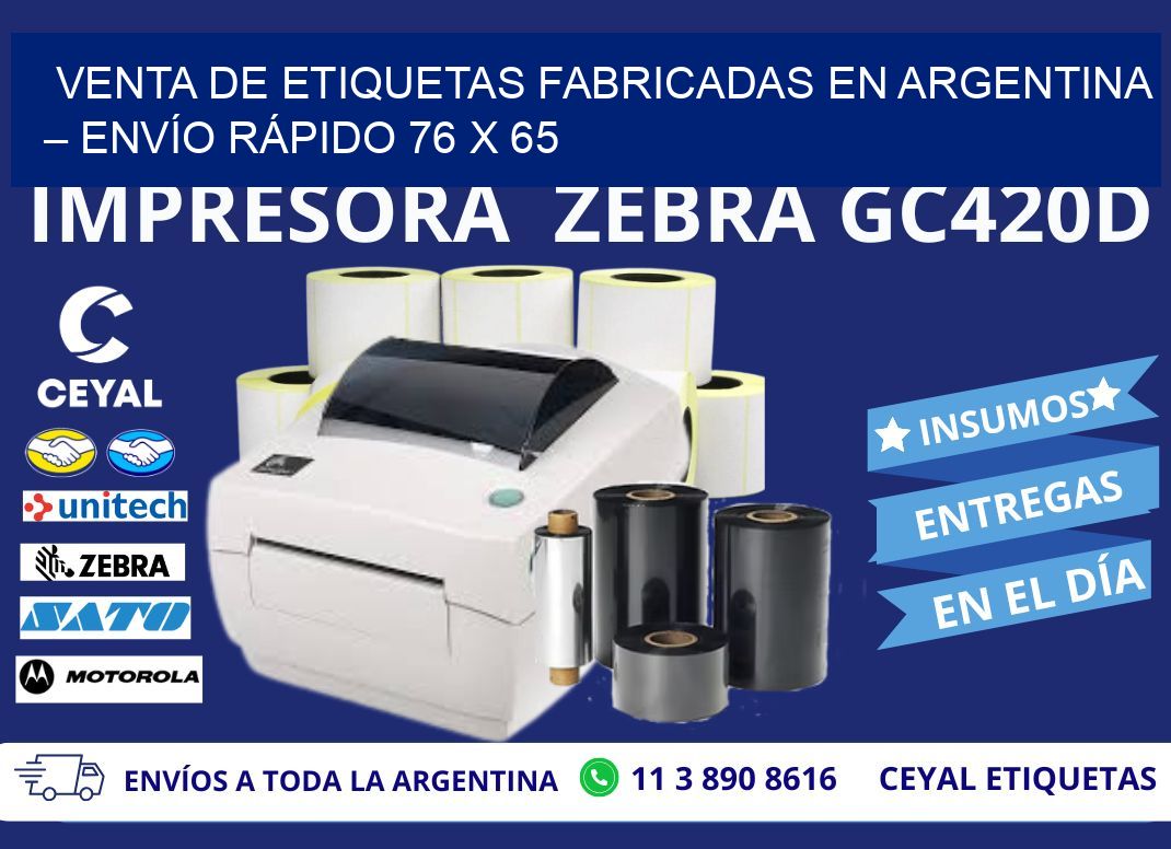 VENTA DE ETIQUETAS FABRICADAS EN ARGENTINA – ENVÍO RÁPIDO 76 x 65