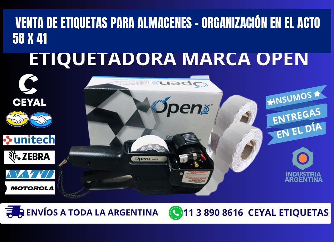 VENTA DE ETIQUETAS PARA ALMACENES – ORGANIZACIÓN EN EL ACTO 58 x 41