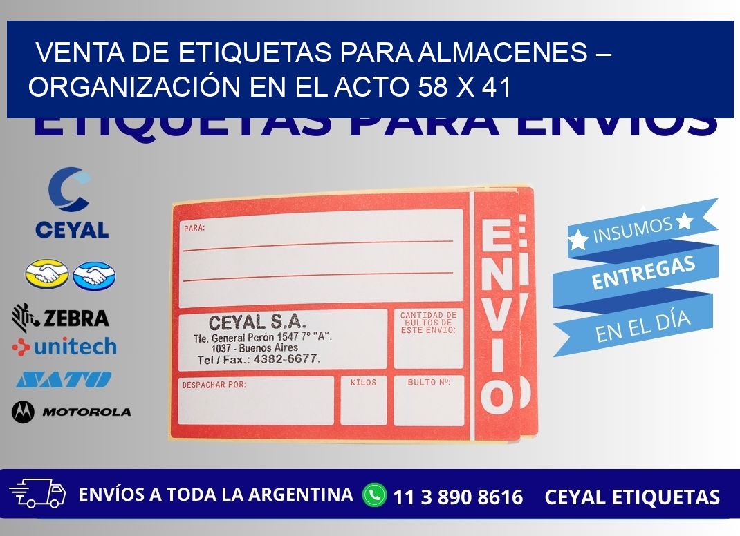 VENTA DE ETIQUETAS PARA ALMACENES – ORGANIZACIÓN EN EL ACTO 58 x 41