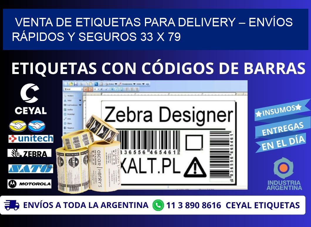 VENTA DE ETIQUETAS PARA DELIVERY – ENVÍOS RÁPIDOS Y SEGUROS 33 x 79