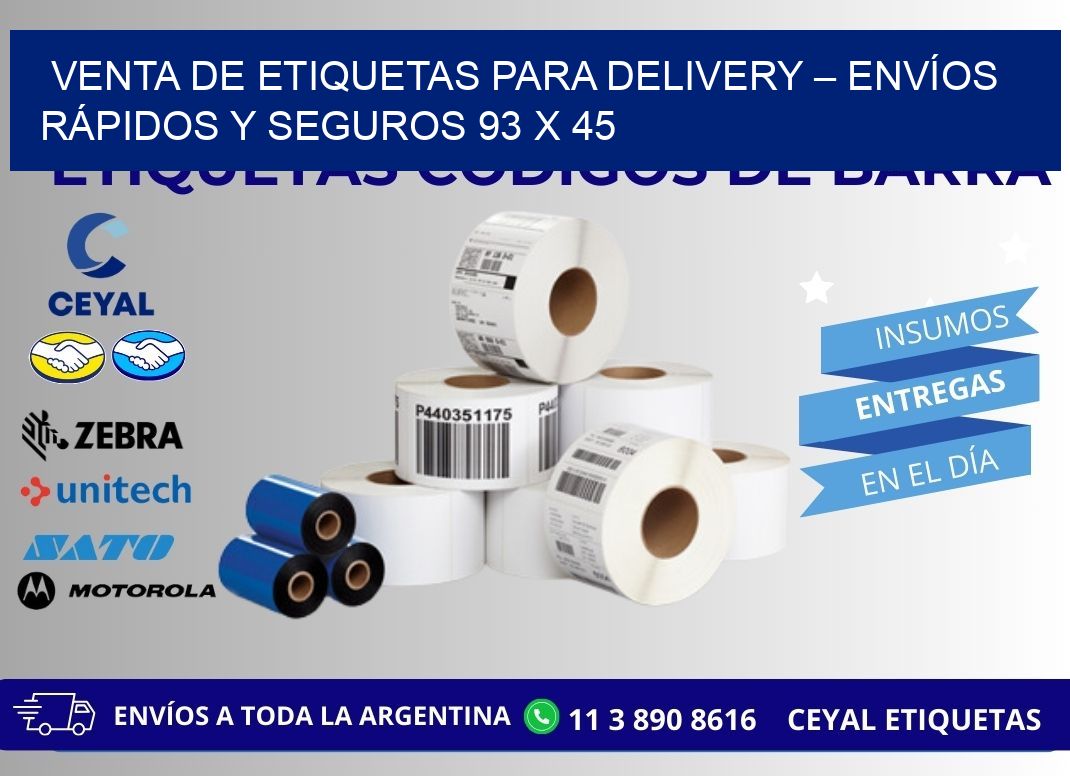 VENTA DE ETIQUETAS PARA DELIVERY – ENVÍOS RÁPIDOS Y SEGUROS 93 x 45