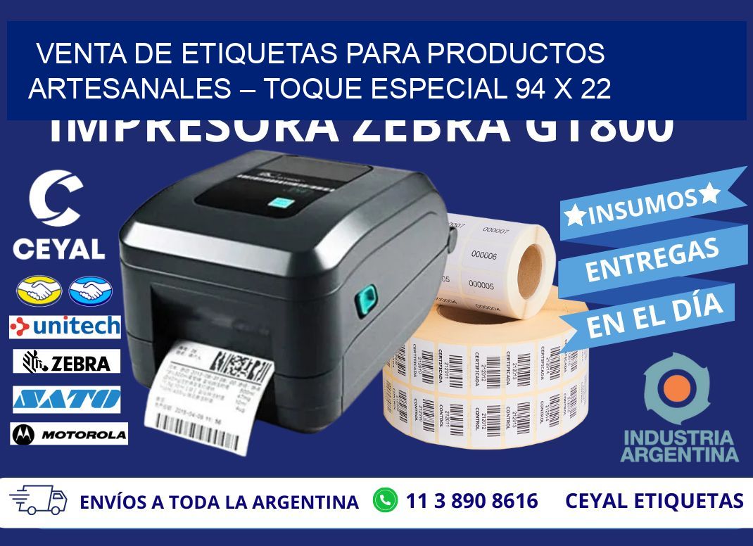 VENTA DE ETIQUETAS PARA PRODUCTOS ARTESANALES – TOQUE ESPECIAL 94 x 22