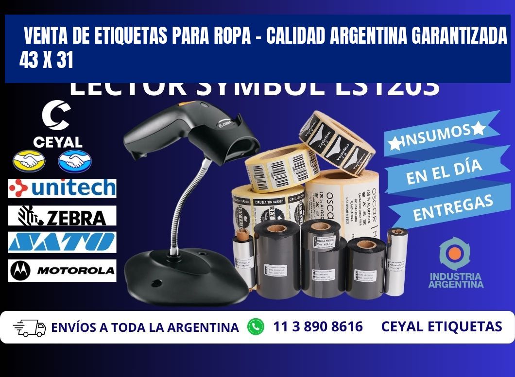 VENTA DE ETIQUETAS PARA ROPA – CALIDAD ARGENTINA GARANTIZADA 43 x 31