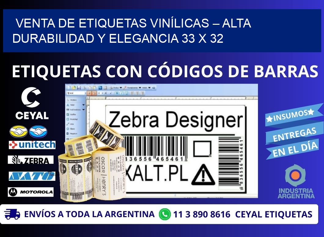VENTA DE ETIQUETAS VINÍLICAS – ALTA DURABILIDAD Y ELEGANCIA 33 x 32