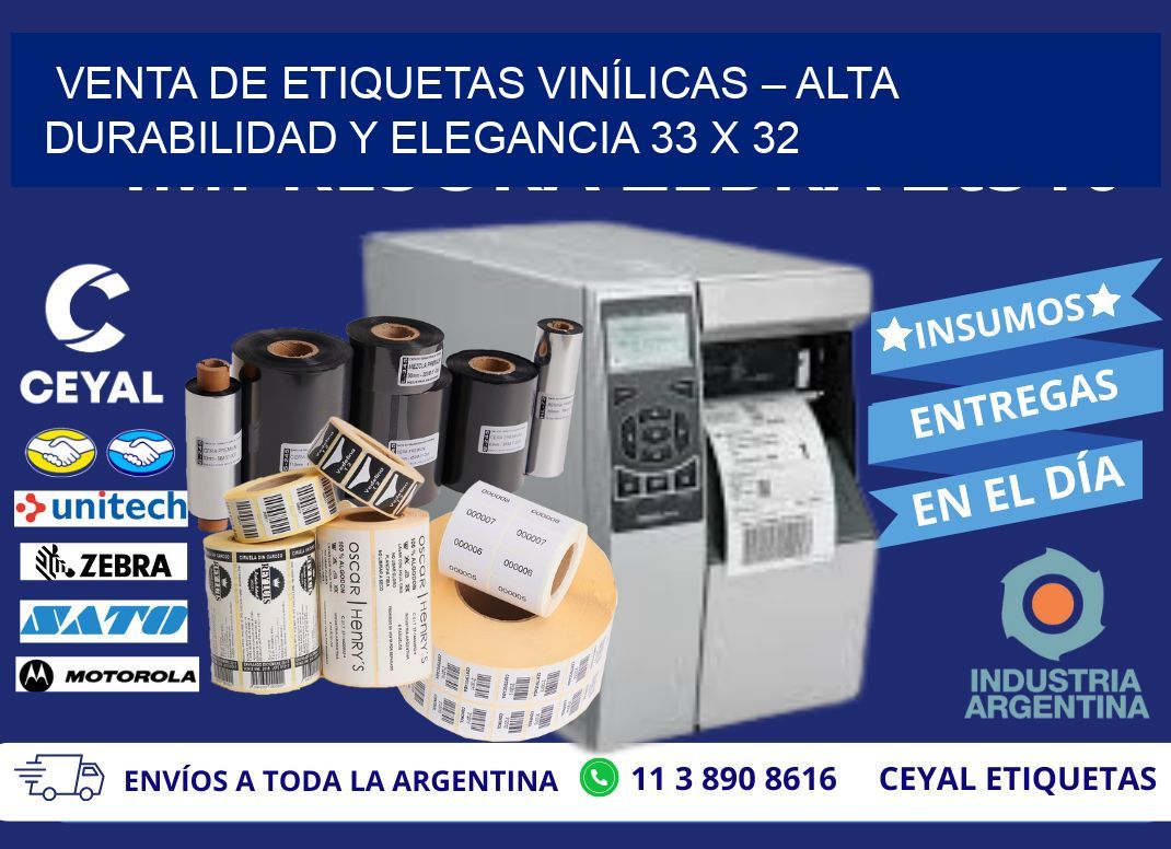 VENTA DE ETIQUETAS VINÍLICAS – ALTA DURABILIDAD Y ELEGANCIA 33 x 32
