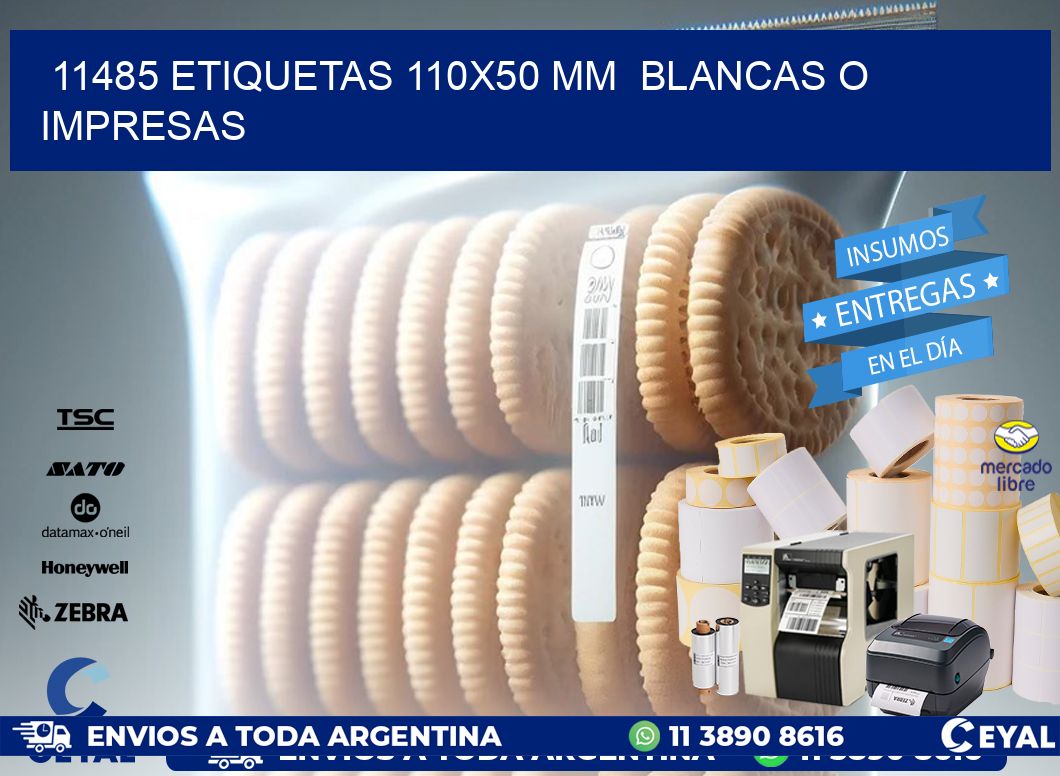 11485 ETIQUETAS 110x50 mm BLANCAS O IMPRESAS