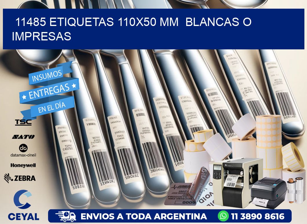 11485 ETIQUETAS 110x50 mm BLANCAS O IMPRESAS
