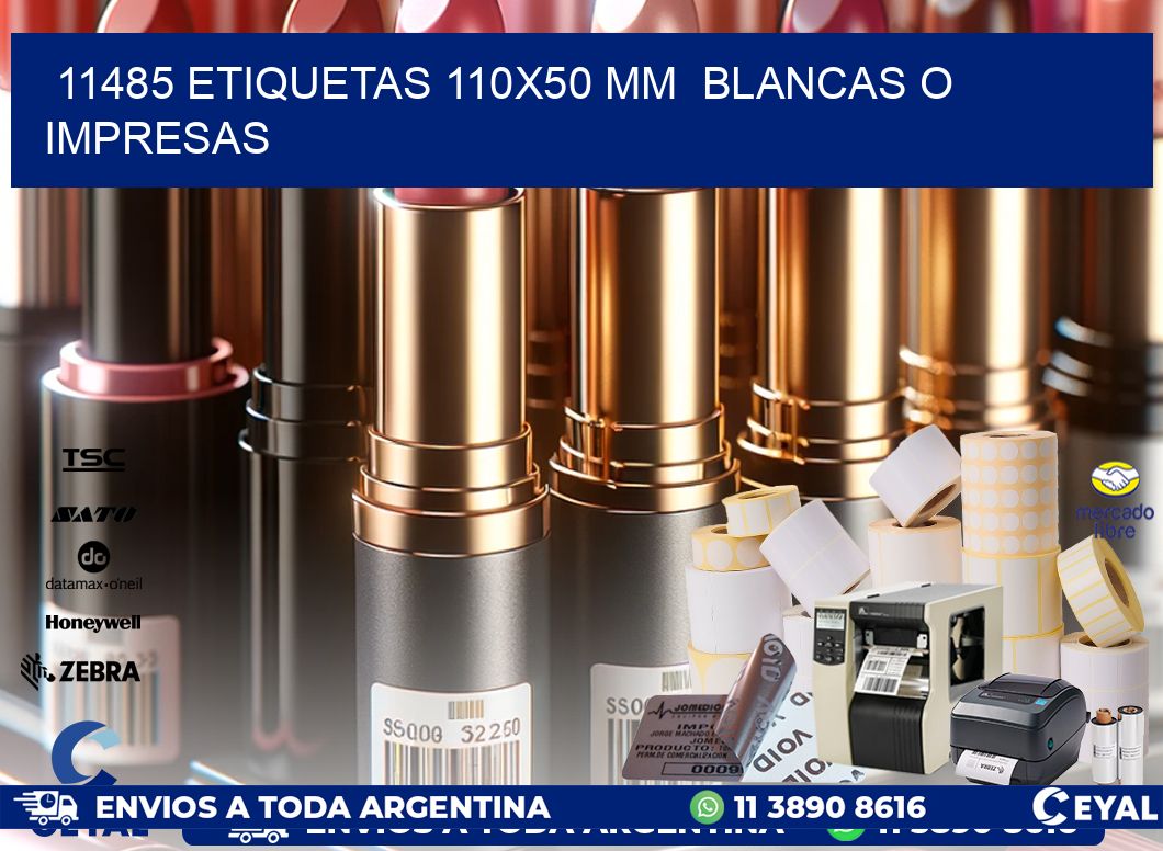 11485 ETIQUETAS 110×50 mm  BLANCAS O IMPRESAS