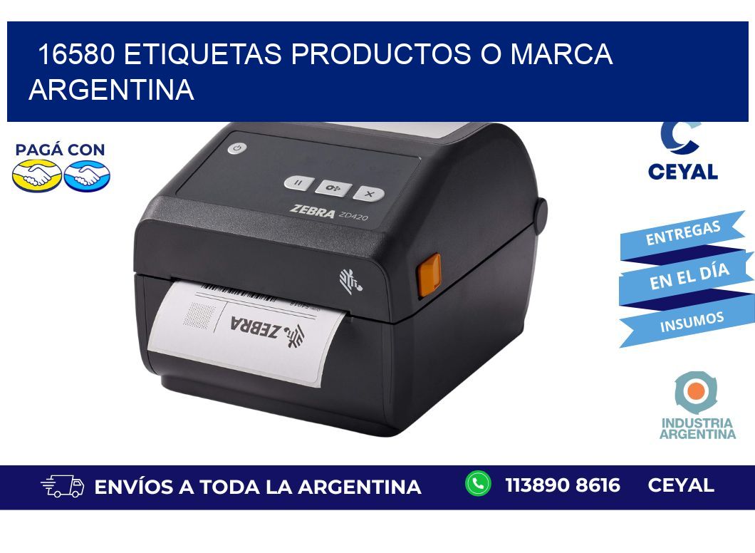 16580 ETIQUETAS PRODUCTOS O MARCA ARGENTINA