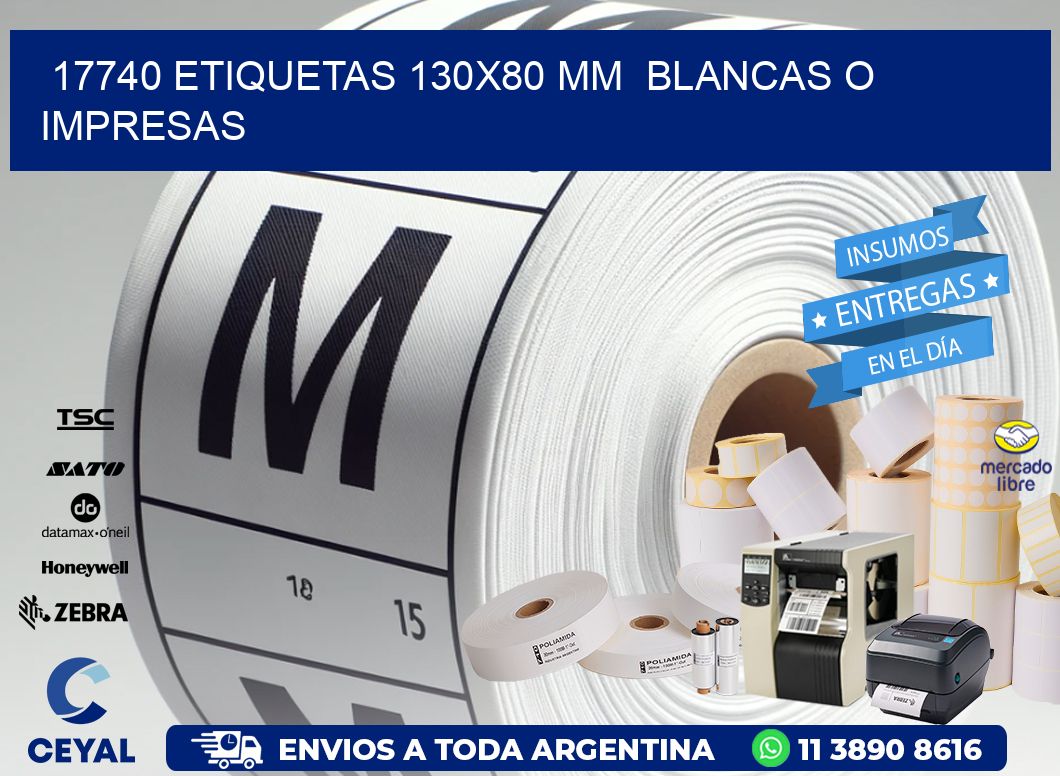 17740 ETIQUETAS 130x80 mm  BLANCAS O IMPRESAS