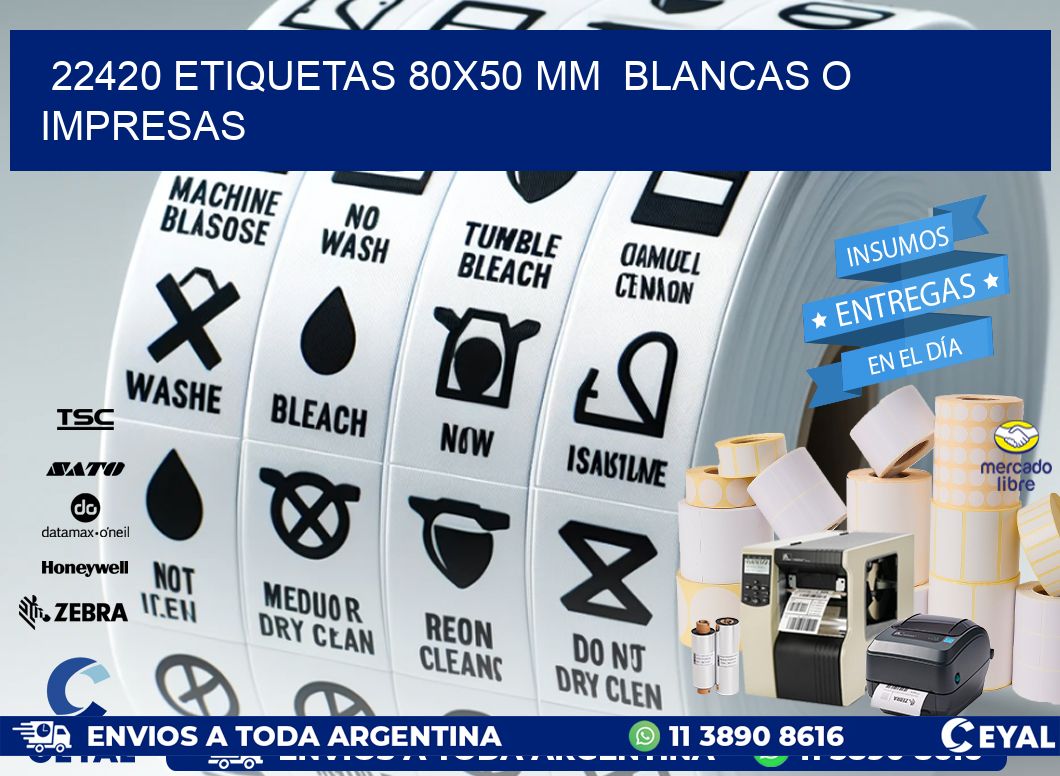 22420 ETIQUETAS 80x50 mm  BLANCAS O IMPRESAS